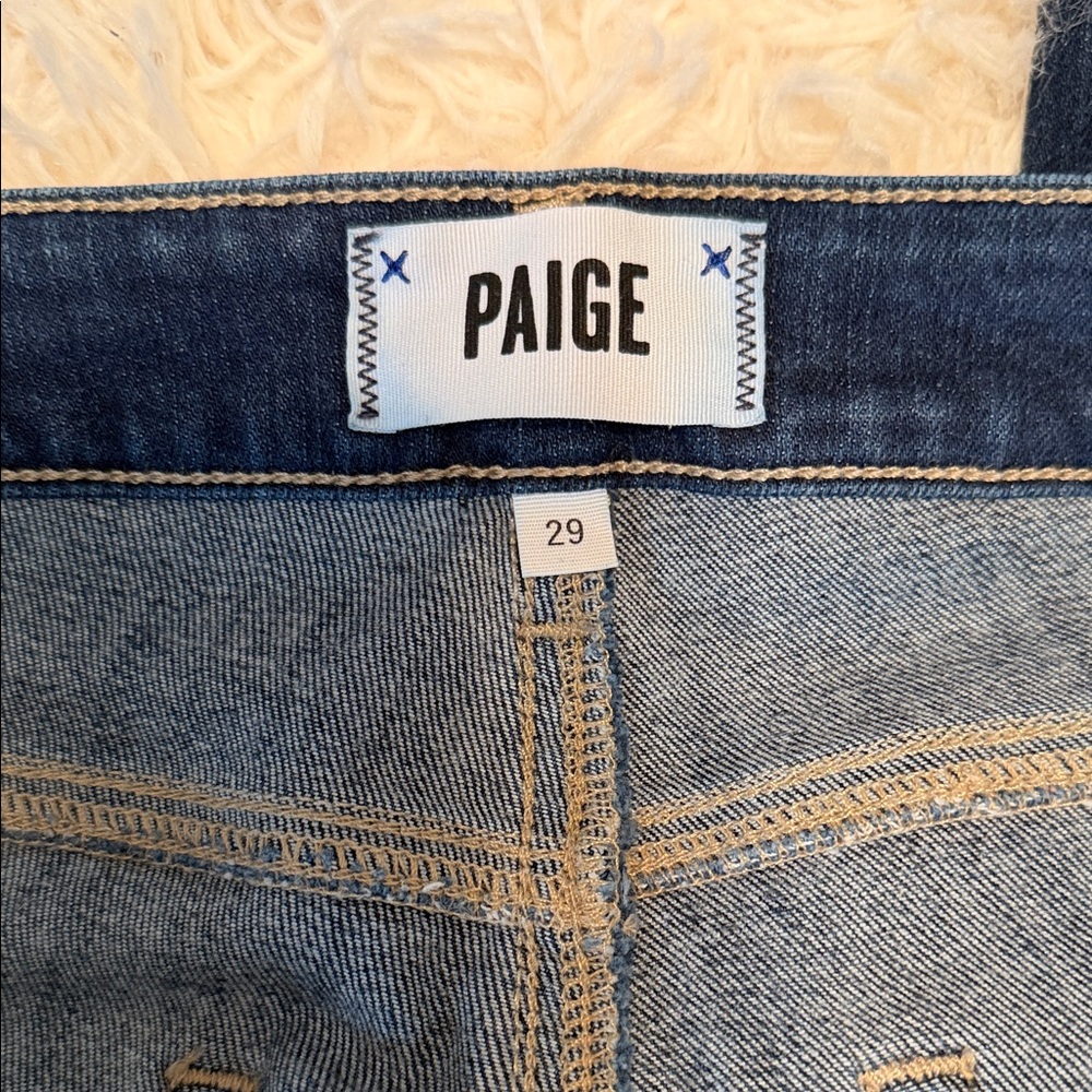 PAIGE Dark Blue Denim Jeans Hoxton Crop